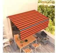 vidaXL Auvent manuel rétractable 4 x 3 m avec store Orange et Marron