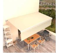 vidaXL Auvent manuel rétractable avec store 6x3 m Crème 3069357