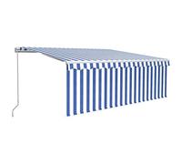 Vidaxl Auvent Manuel Rã©Tractable Avec Store 4,5x3 M Bleu Et Blanc