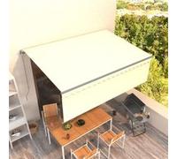 vidaXL Auvent Manuel Rétractable avec Store Banne Pliable Jardin Balcon Terrasse Patio Extérieur Protection contre Rayons UV 4x3 m Crème Crème G