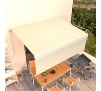 vidaXL Auvent Manuel Rétractable avec Store Banne Pliable Jardin Balcon Terrasse Patio Extérieur Protection contre Rayons UV 4x3 m Crème Crème G