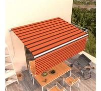 Auvent Manuel Rétractable Avec Store 4x3 M Orange Et Marron Vidaxl Multicolore