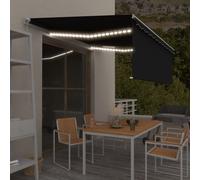 Vidaxl Auvent Manuel Rétractable Avec Store Et Led 4,5x3 M Anthracite