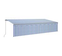 Vidaxl Auvent Manuel Rétractable Avec Store Et Led 6x3 M Bleu Et Blanc