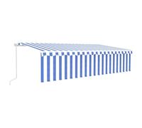 Vidaxl Auvent Manuel Rétractable Avec Store Et Led 6x3 M Bleu Et Blanc