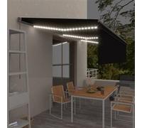 vidaXL Auvent Manuel Rétractable avec Store et LED Banne Pliable Jardin Balcon Terrasse Extérieur Protection contre Rayons UV 6x3 m Anthracite G