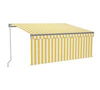 vidaXL Auvent Manuel Rétractable avec Store et LED Banne Pliable Jardin Balcon Terrasse Extérieur Protection Contre Rayons UV 3x2,5 m Jaune et Blanc