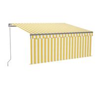 Vidaxl Auvent Manuel Rétractable Avec Store Led 3x2,5 M Jaune Et Blanc Jaune