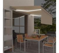 vidaXL Auvent Manuel Rétractable avec Store et LED Banne Pliable Jardin Balcon Terrasse Extérieur Protection contre Rayons UV 4x3 m Crème Crème G