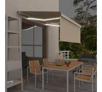 vidaXL Auvent Manuel Rétractable avec Store et LED Banne Pliable Jardin Balcon Terrasse Extérieur Protection contre Rayons UV 3x2,5 m Crème Crème G