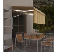 vidaXL Auvent Manuel Rétractable avec Store et LED Banne Pliable Jardin Balcon Terrasse Extérieur Protection contre Rayons UV 3x2,5 m Jaune et Blanc Blanc G