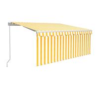 Vidaxl Auvent Manuel Rétractable Avec Store Led 3x2,5 M Jaune Et Blanc Jaune