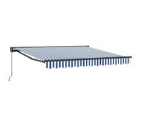 vidaXL Auvent manuel rétractable bleu et blanc de 3 x 2,5 m, en polyester et aluminium. Résistant aux UV et à la décoloration. Revêtement lisse, à fixer au mur. Idéal pour l'extérieur, prêt pour l'été