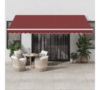 Vidaxl Auvent Manuel Rétractable Bordeaux 450x300 Cm
