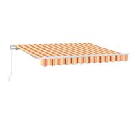 vidaXL Auvent Manuel Rétractable Jaune et Orange 3,5 x 2m en Polyester Résistant aux UV, Imperméable, Antifongique, avec Montage au Mur, Idéal pour l'Extérieur, Bras Réglables, Design Rayé