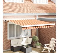 vidaXL Auvent Rétractable Jaune et Orange 300 x 250 cm Tissu et Métal, Auvent de Jardin Moderne, Couverture rectangulaire rétractable, Ombre Durable, Style extérieur pour terrasse et Patio