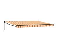 vidaXL Auvent Manuel Rétractable Jaune et Orange 450X300 cm Résistant aux UV Ombre extérieure Installation Facile Parasol de Jardin Tissu Rayé Grands Auvents Tonnelle de Jardin Tente Flexible