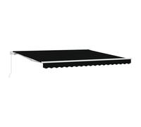 vidaXL Auvent Manuel rétractable Noir 400x350 cm, Tissu de Remplacement pour auvent pour Cadre de 4x3.5 m Noir