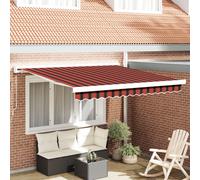 vidaXL Auvent Manuel Rétractable Orange et Marron 300x250 cm Résistant aux UV et à l'eau, Design Rayé pour l'extérieur, Ombre de Patio, Bâche Extérieure d'Été, Balcon