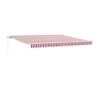 vidaXL auvent Manuel rétractable rayé Rouge et Blanc 400 x 300 cm, résistant aux UV et à l'eau. Parfait pour l'ombre extérieure sur Votre Balcon, Patio ou Jardin. Idéal avec des auvents réglables.