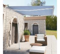 Vidaxl Auvent Manuel Rétractable Sur Pied 300x250 Cm Bleu/Blanc