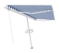 Luifel vrijstaand handmatig uittrekbaar 400x300 cm blauw en wit3069536