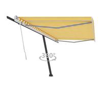 Vidaxl Auvent Manuel Rétractable Sur Pied 500x350 Cm Jaune/Blanc Jaune