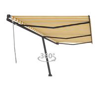Vidaxl Auvent Manuel Rétractable Sur Pied 600x350 Cm Jaune/Blanc