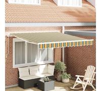 vidaXL Store rétractable Manuel Vert et Jaune 300x250 cm, Tissu de Remplacement pour Cadre 3x2,5 m Vert et Jaune