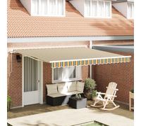 Vidaxl Auvent Manuel Rétractable Vert Et Jaune 400x300 Cm, Vidaxl Tissu De Remplacement Pour Auvent De Cadre 4x3 M Vert Et Jaune