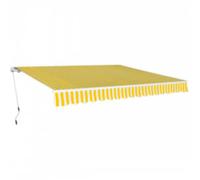 Auvent Pliable Manuel Store de Jardin Auvent de Patio Banne de Terrasse Toile d'Auvent Extérieur Cour Store de Balcon Jaune/Blanc