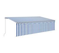 Vidaxl Auvent R¿¿Tractable Manuel Avec Store Et Led 5x3 M Bleu Et Blanc