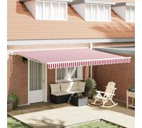 vidaXL Auvent Rayé Rouge et blanc 4,5 × 3,5 m Polyester et métal