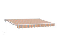 vidaXL Auvent rétractable 3,5 x 2m en Bleu et Orange, avec Un Cadre en Aluminium. Tissu en Polyester, monté au Mur, résistant aux UV, imperméable, avec Un Angle Ajustable. C'est Une Solution Manuelle