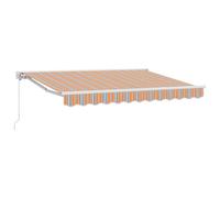 vidaXL Auvent rétractable 3,5 x 2m en Bleu et Orange, avec Un Cadre en Aluminium. Tissu en Polyester, monté au Mur, résistant aux UV, imperméable, avec Un Angle Ajustable. C'est Une Solution Manuelle