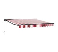 vidaXL Auvent rétractable 3x2,5 m en Rouge et Blanc, Fait en Polyester et en Aluminium. Il est résistant aux UV et à l'eau. C'est Un abri Ajustable avec Un Cadre en métal recouvert de Poudre, Parfait