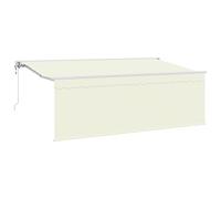 vidaXL Auvent rétractable 4 x 2 m crème/Blanc/Marron, Cadre en alu, Tissu en Polyester, télécommande, Ombre pour terrasse extérieure, Protection Solaire UV, résistant à l'eau, Facile à Monter, Pas d'