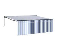 vidaXL Auvent rétractable 400 x 300 cm avec des Rayures Bleues et Blanches, en Tissu Polyester. Il a Un Cadre en Aluminium, se Fixe au Mur, résiste aux UV et à l'eau, est Peint à la Poudre, fonctionn