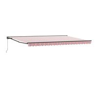 vidaXL Auvent rétractable 5 x 3 m, à Rayures Rouges et Blanches. Cadre en métal et en alu, résistant à la décoloration et à l'eau. en Polyester UV. Manual, à Fixer au Mur. Idéal pour l'ombre sur Le b