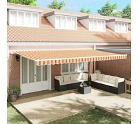 vidaXL Store rétractable 6 x 3,5 m, Jaune et Orange, imperméable, résistant aux UV, Pare-Soleil motorisé pour abri de Patio et Protection de Jardin.