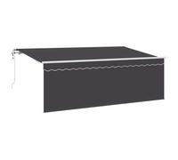 vidaXL Auvent rétractable Anthracite/Blanc/Gris 400 x 200 cm, polyester cadre aluminium télécommande