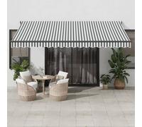 Vidaxl Auvent Rétractable Anthracite Et Blanc 4,5x3 M Tissu/Aluminium