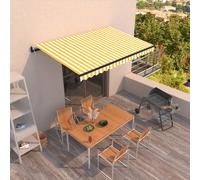 Vidaxl Auvent Rétractable Automatique 400x350 Cm Jaune Et Blanc Jaune