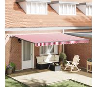 vidaXL Auvent Rétractable Automatique avec LED Rayé Rouge et Blanc 450x300 cm