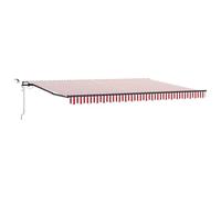 vidaXL Auvent Rétractable Automatique avec LED Rayé Rouge Et Blanc 450X300 cm Ombre Extérieure Canopée de Jardin Aluminium Résistant à la Décoloration UV 450