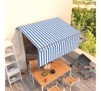 Vidaxl Auvent Rétractable Automatique Avec Store 3,5x2,5 M Bleu Blanc