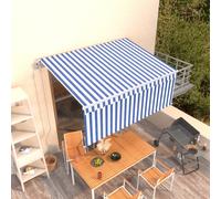 Vidaxl Auvent Rétractable Automatique Avec Store 3,5x2,5 M Bleu Blanc Blanc