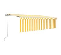 vidaXL Auvent Rétractable Automatique avec Store Banne Pliable Jardin Balcon Terrasse Patio Extérieur Protection Contre Rayons UV 5x3 m Jaune et Blanc