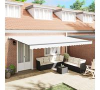Vidaxl Auvent Rétractable Automatique Blanc 500x300 Cm, Tissu De Remplacement Pour Auvent Vidaxl Pour Cadre 5x3 M Blanc