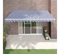 Auvent rétractable automatique bleu et blanc 4,5x3 m